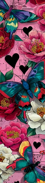 Free butterfly bookmarks of a butterfly with flowers